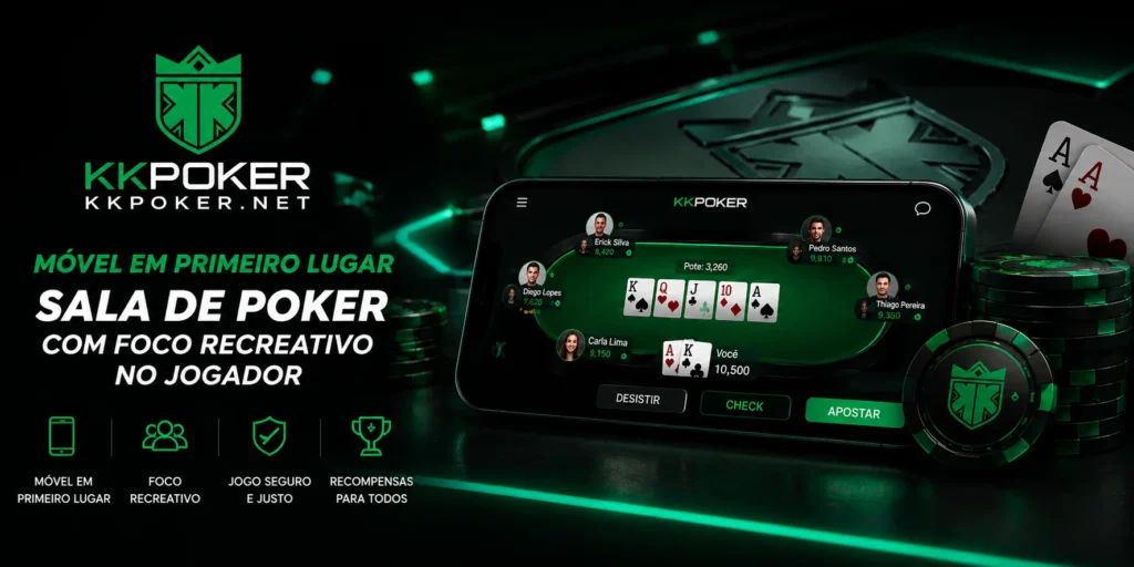 KKPoker é uma sala de poker otimizada para dispositivos móveis, voltada para jogadores recreativos.